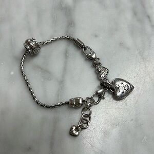 Brighton | Mom & Daughter Silver Plated Bracelet with Heart and Crystal Detail